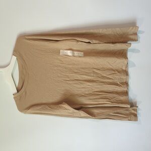 Women's Ribbed Tan Long Sleeve Top